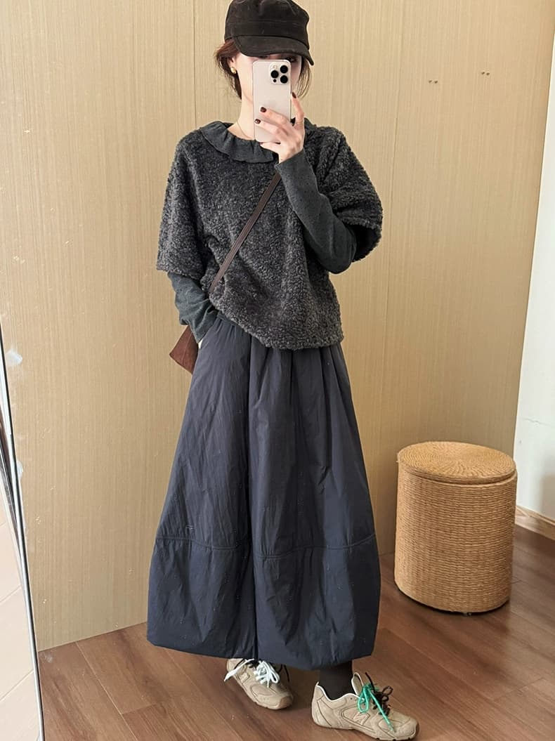 연령 감소 솜을 넣은 꽃밭 치마 2025 겨울 새로운 한국 스타일 보온 미니멀리즘 바람 다용도 반신 스커트 상세 이미지 28