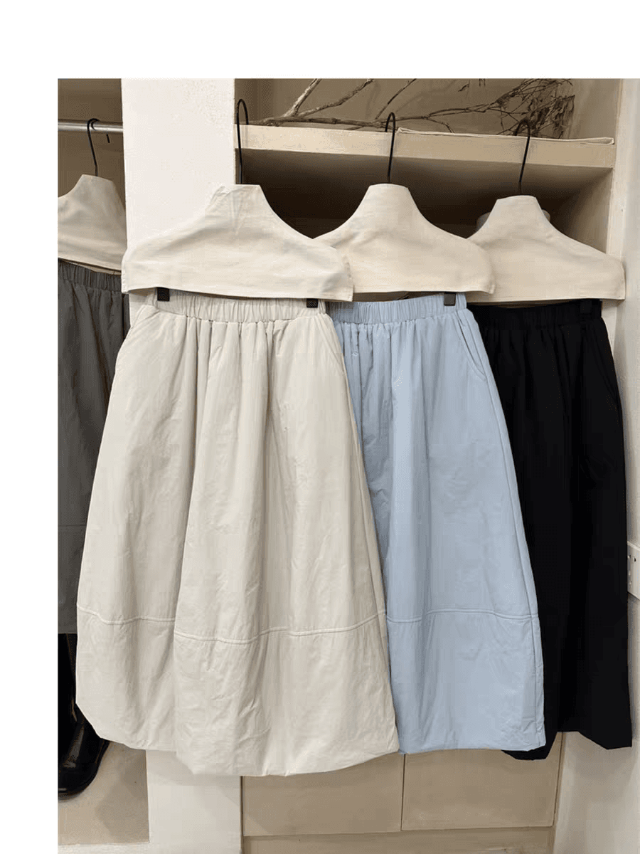 한 부서 솜을 넣은 꽃밭 치마 반신 스커트 가을 겨울 하이웨이스트 A라인 스커트 여성 다용도 슬림해 보이는 중간 길이 두꺼운 퍼프 스커트 상세 이미지 8