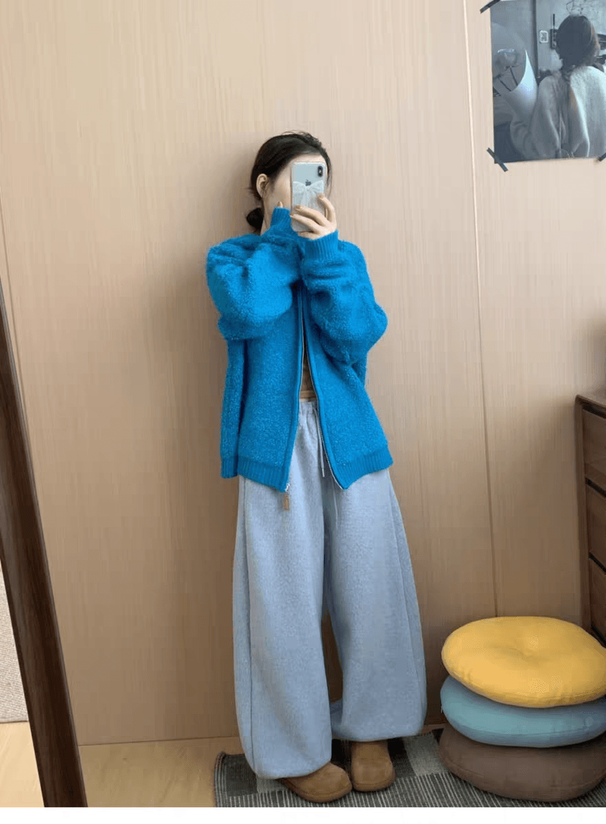 털 서클 양털 플리스 허리밴드 바지 아이들 2025 겨울 새로운 두꺼운 운동 바지 조거 한국 스타일 웨이 바지 상세 이미지 38
