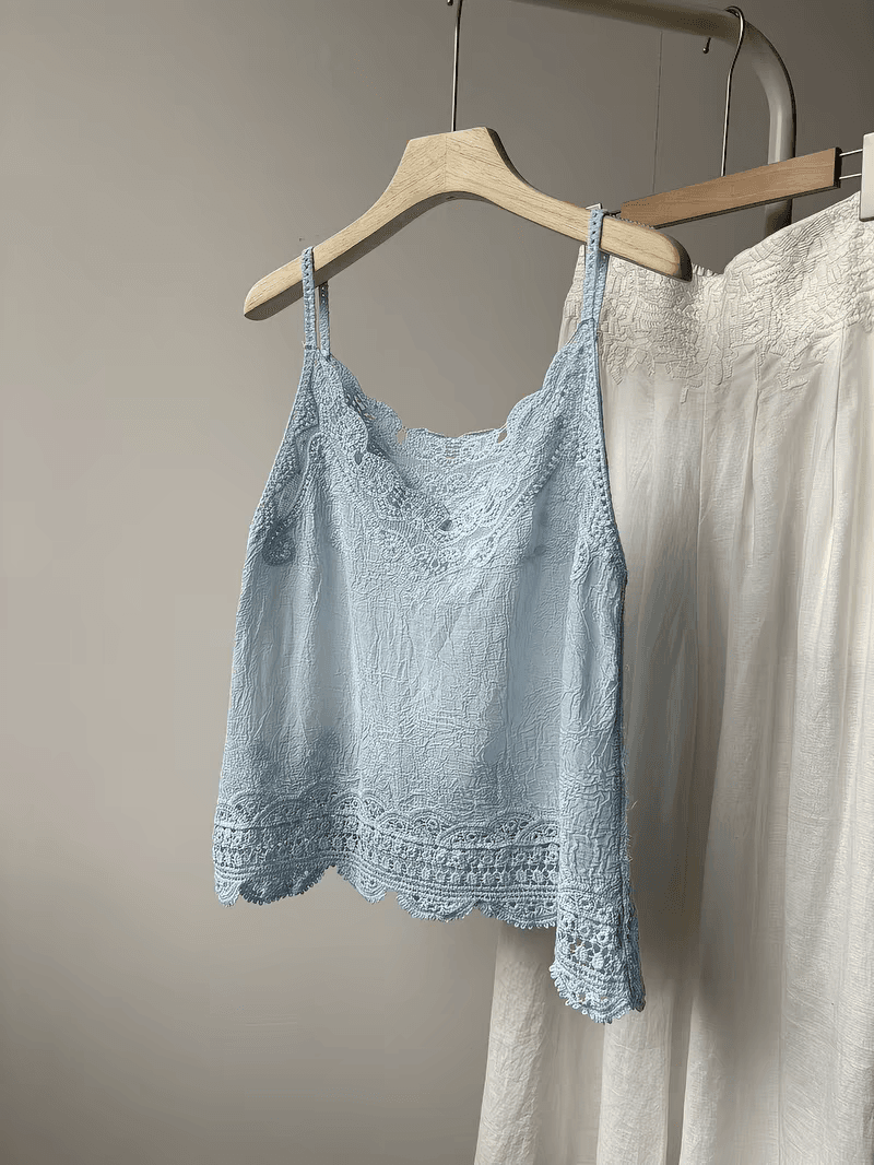 2026 봄 여름 새로운 문예 바람 면 린넨 조끼 여성 레트로 외출용 슬립 만나는 자수 레이스 홀로우 아웃 맨위 상세 이미지 4