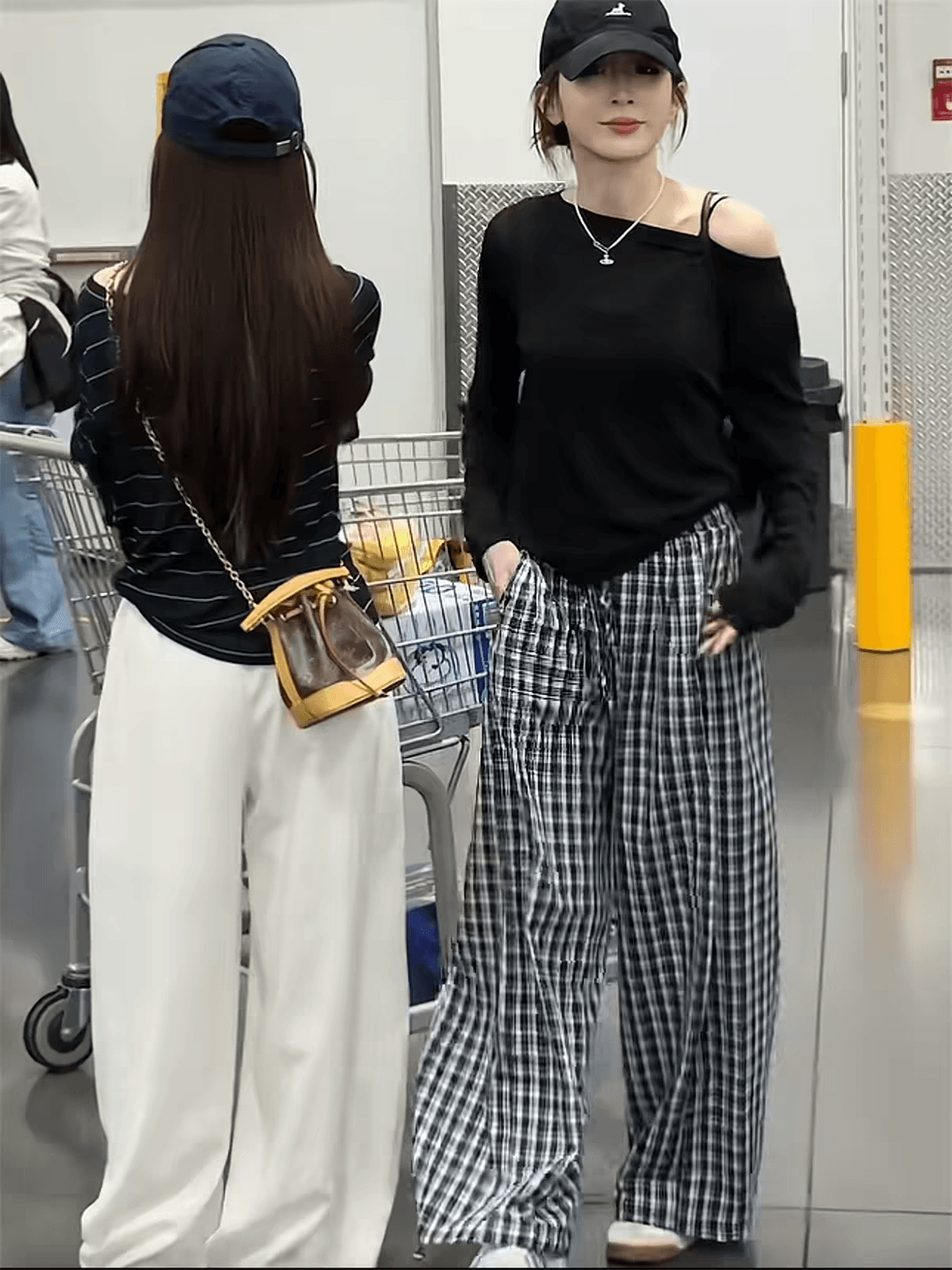 문예 레트로 체크무늬 펌프 로프 수 있습니다. 조거 둘 착용 스트레이트 와이드 레깅스 바지 바닥 청소 캐주얼 바지 상세 이미지 7