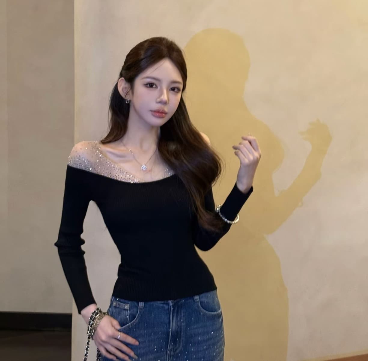 핑크색 pink 오로라 꿈 나라 디자인 센스 양모 무거운 작업 핫픽스 품격 맨위 상세 이미지 5