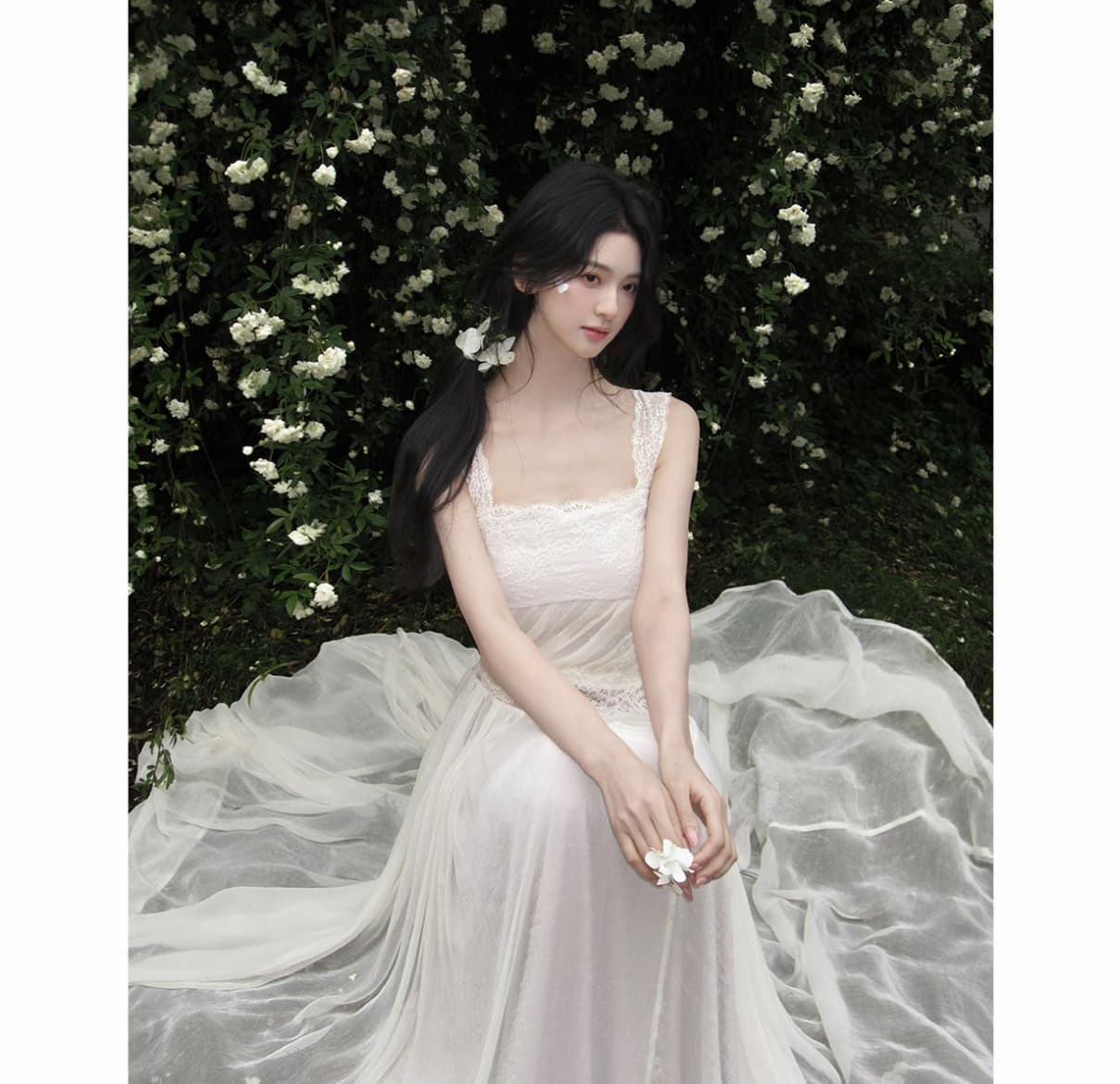 하나부터 순간 부드러운 바람 레이스 슬립 큰 진자 드레스 레이스업 허리 수축 슬림해 보이는 요정 치마 cy-s26090 상세 이미지 1