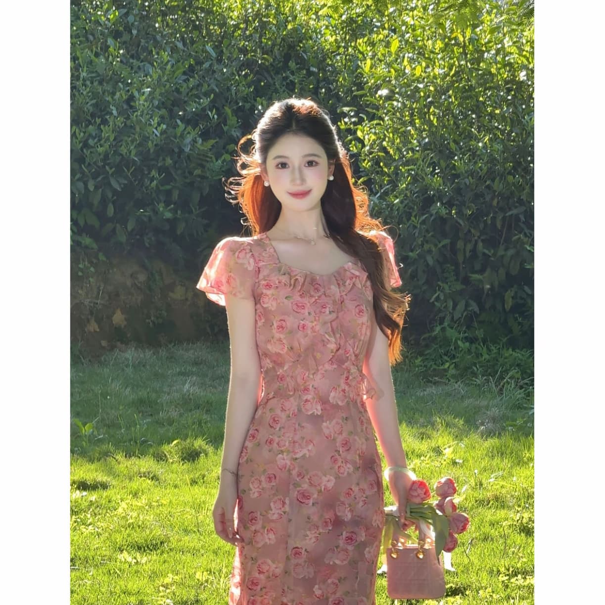 lili 리 리 가족 장미 속삭임 프랑스식 낭만주의 휴가 바람 프릴 인어 꼬리 드레스 이미지 5