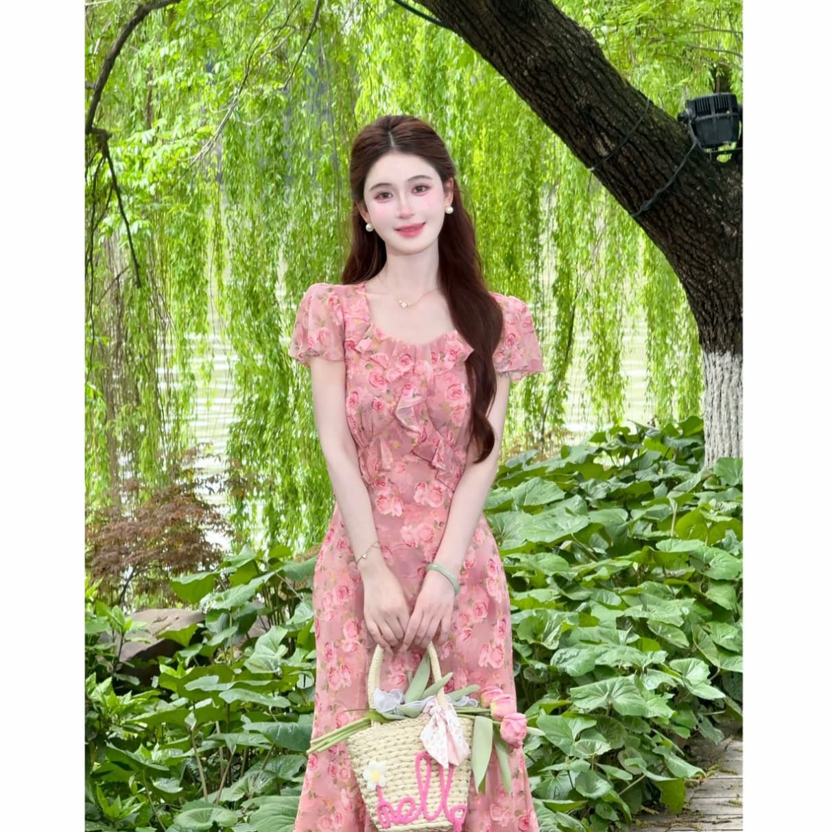 lili 리 리 가족 장미 속삭임 프랑스식 낭만주의 휴가 바람 프릴 인어 꼬리 드레스 상세 이미지 2