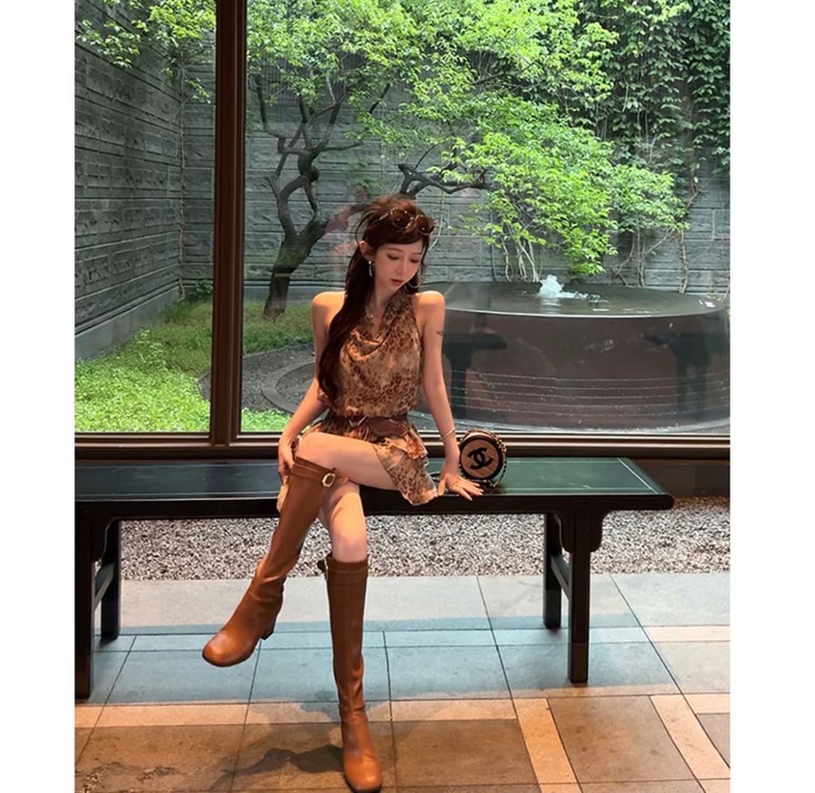 비 자매 천년기 고대 조기 맛 디자인 센스 흔들다 칼라 민소매 쉬폰 레오파드 무늬 드레스 벨트 포함 2026 여름 상세 이미지 3
