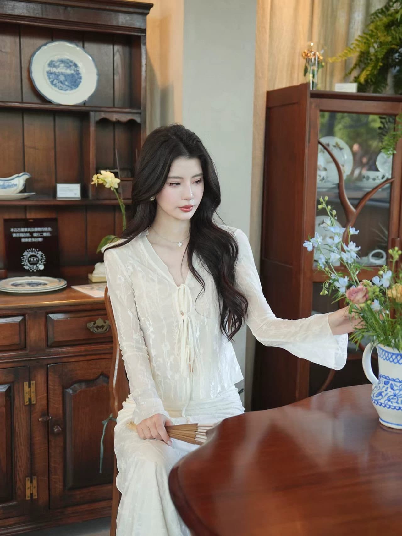 kun 캐럿 연인 어려운 빛을 잊어 버려 센스 신축성 자카드 원단 전체 슬림해 보이는 자외선 차단 봄 여름 데이트 세트 상세 이미지 2