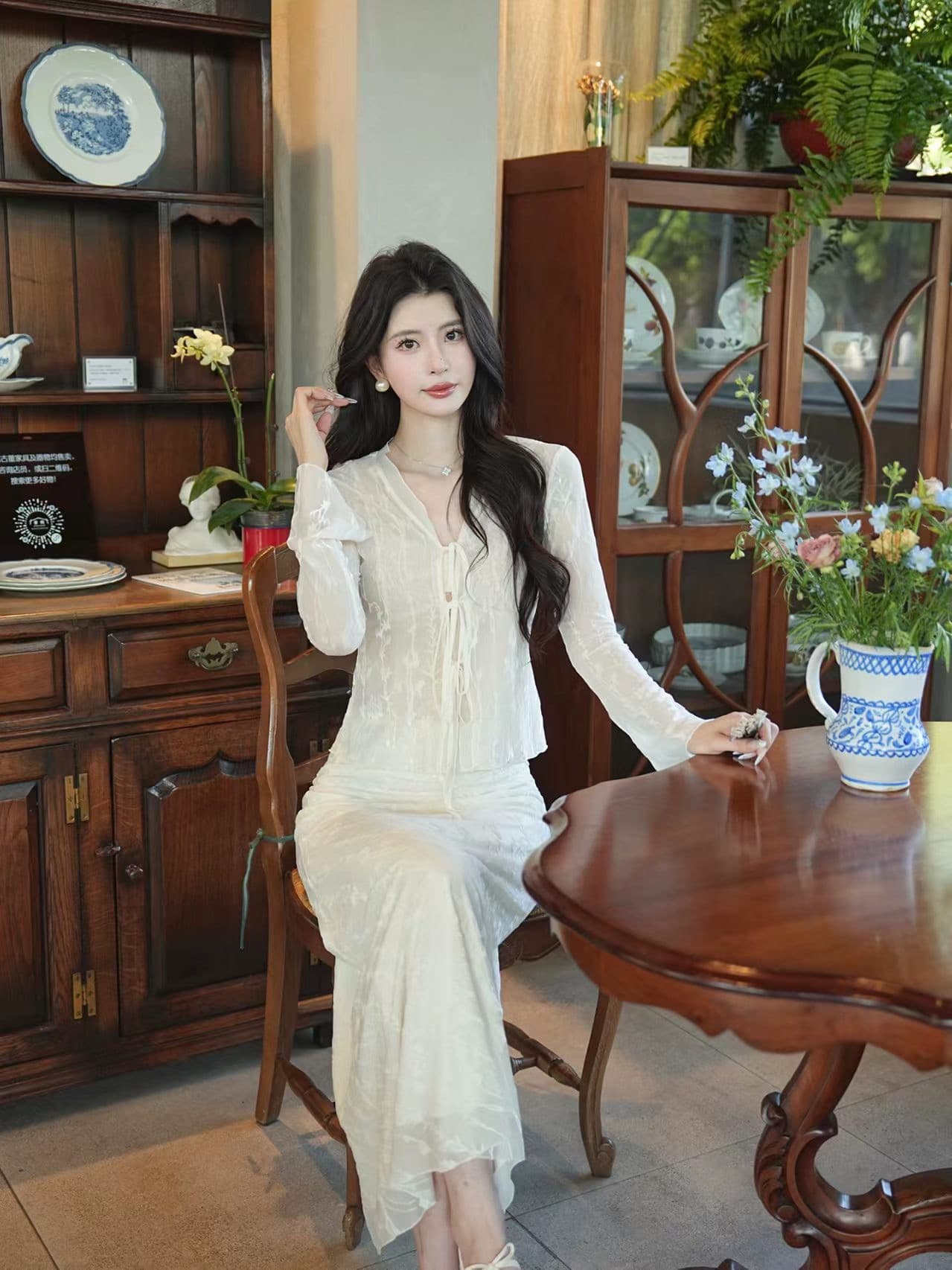 kun 캐럿 연인 어려운 빛을 잊어 버려 센스 신축성 자카드 원단 전체 슬림해 보이는 자외선 차단 봄 여름 데이트 세트 상세 이미지 4