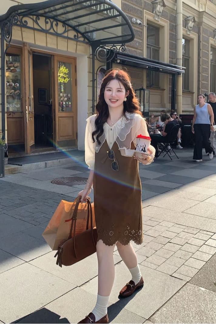 화재 화재 해시계 유토피아 한 부서 홀로우 아웃 스웨이드 원단 조끼 원피스 l45707hh63 상세 이미지 5