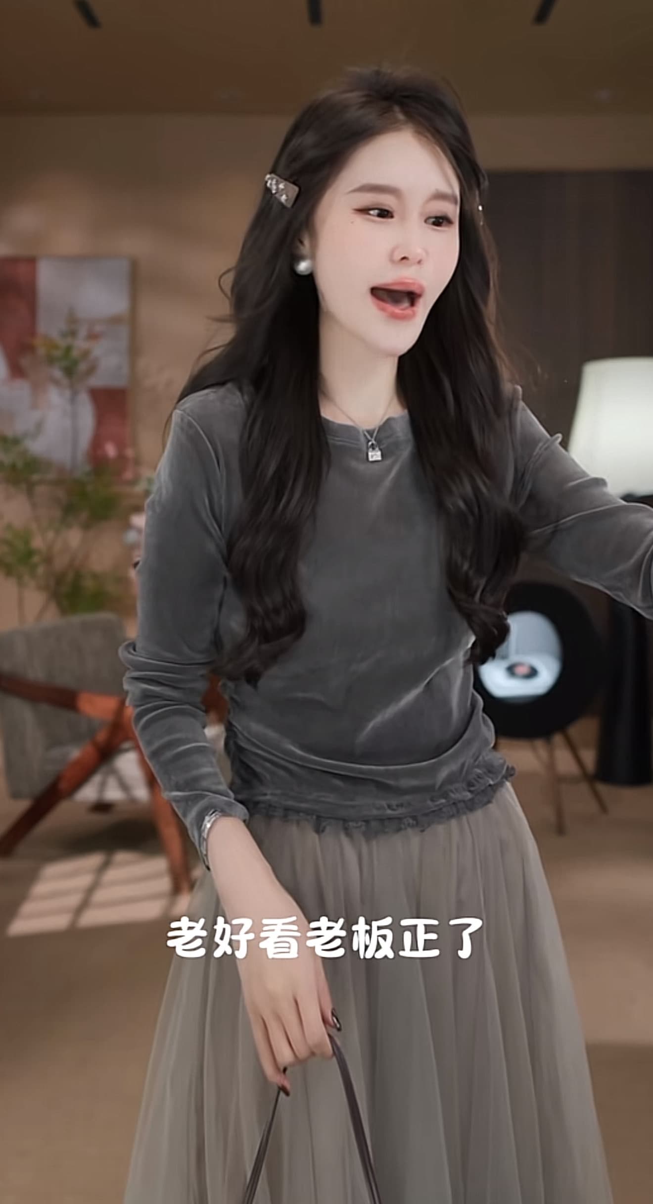 pp-studio 새로운 패션 한 부서 품격 캐주얼 디자인 센스 긴팔 맨위 프랑스식 반신 스커트 상세 이미지 6