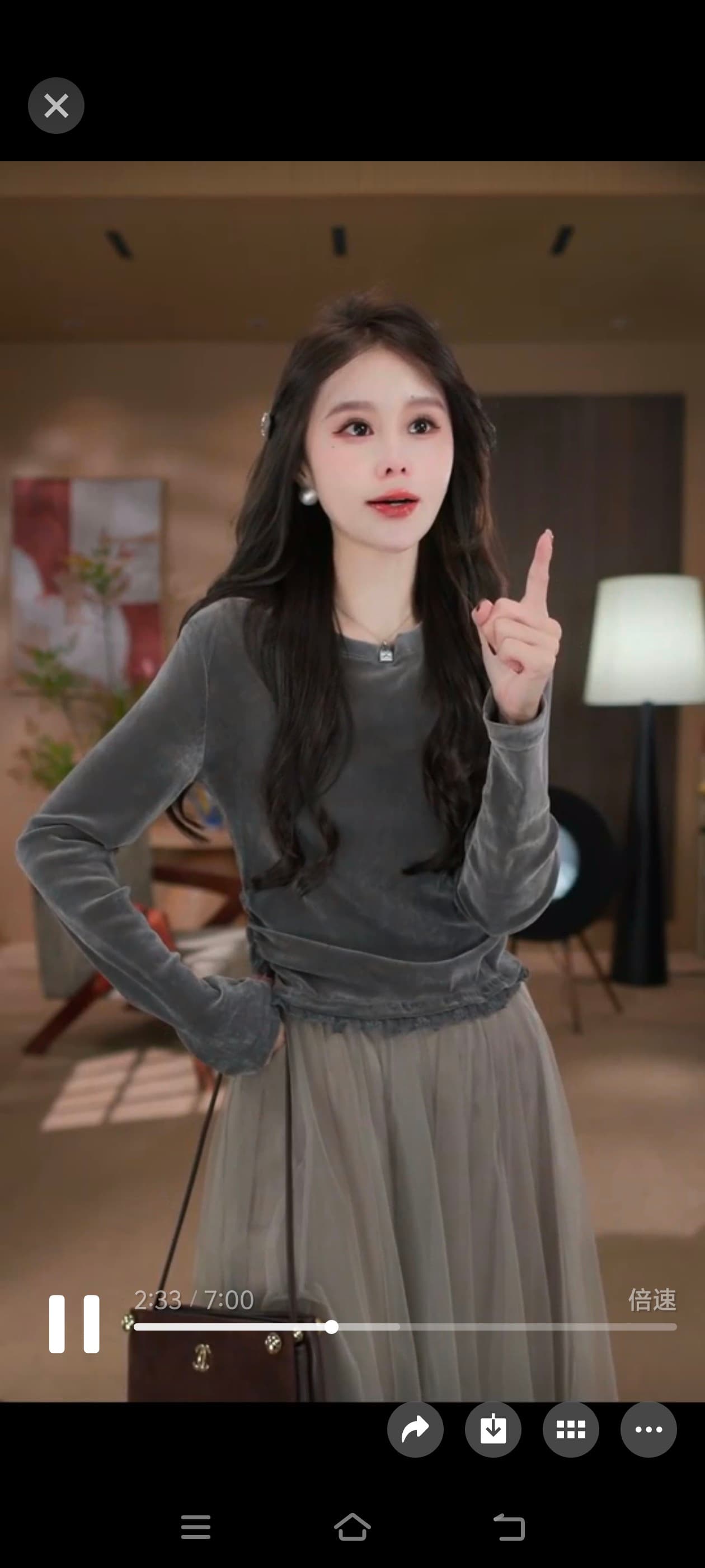 pp-studio 새로운 패션 한 부서 품격 캐주얼 디자인 센스 긴팔 맨위 프랑스식 반신 스커트 상세 이미지 7