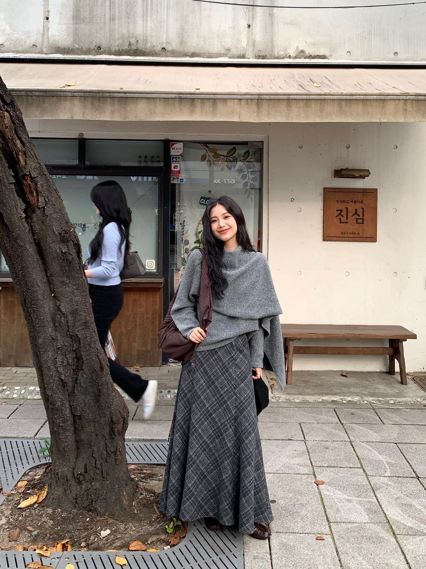 양모 숄 페이크 레이어드 스웨터 여자 작은 대중 라운드 넥 루즈핏 겨울 맨위 상세 이미지 3