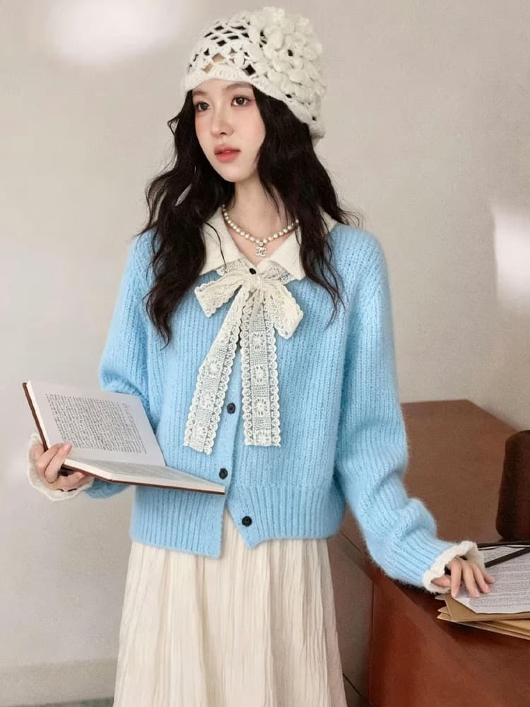 판금 수년 느긋한 커피 색상 스웨터 여자 가을 겨울 새로운 디자인 센스 외국 가스 니트 스웨터 맨위 이미지 4