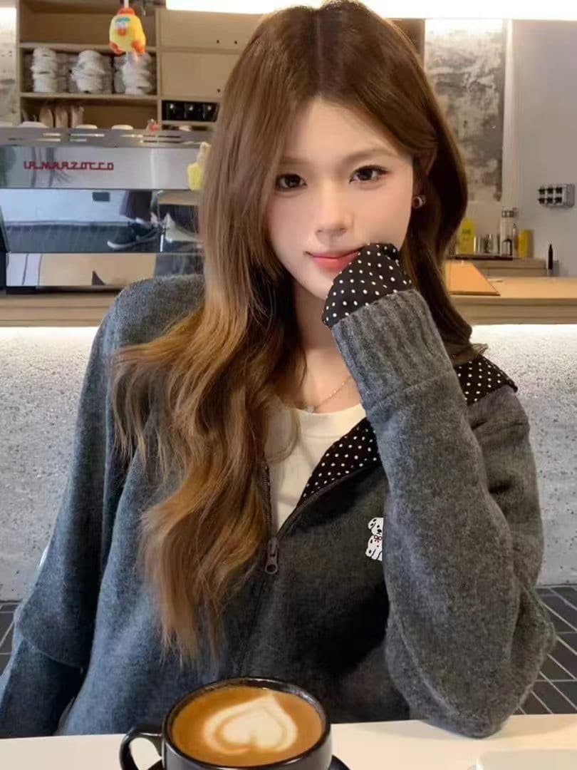 한 부서 봄 가을 회색 후드 루즈핏 후드티 여성 가을 겨울 캐주얼 레트로 느긋한 바람 니트 스웨터 맨위 ins 트렌디