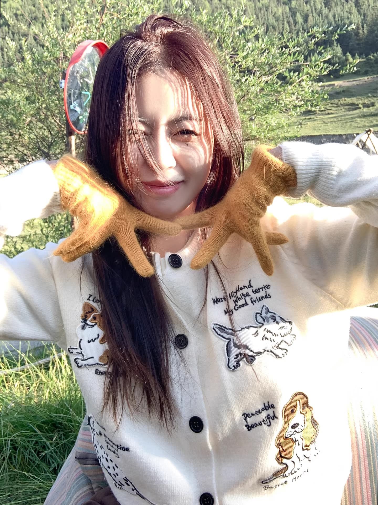 한 부서 강아지 자수 스웨터 여성 코트 조기 가을 외출용 루즈핏 느긋한 니트 오픈 가디건 맨위 이미지 2