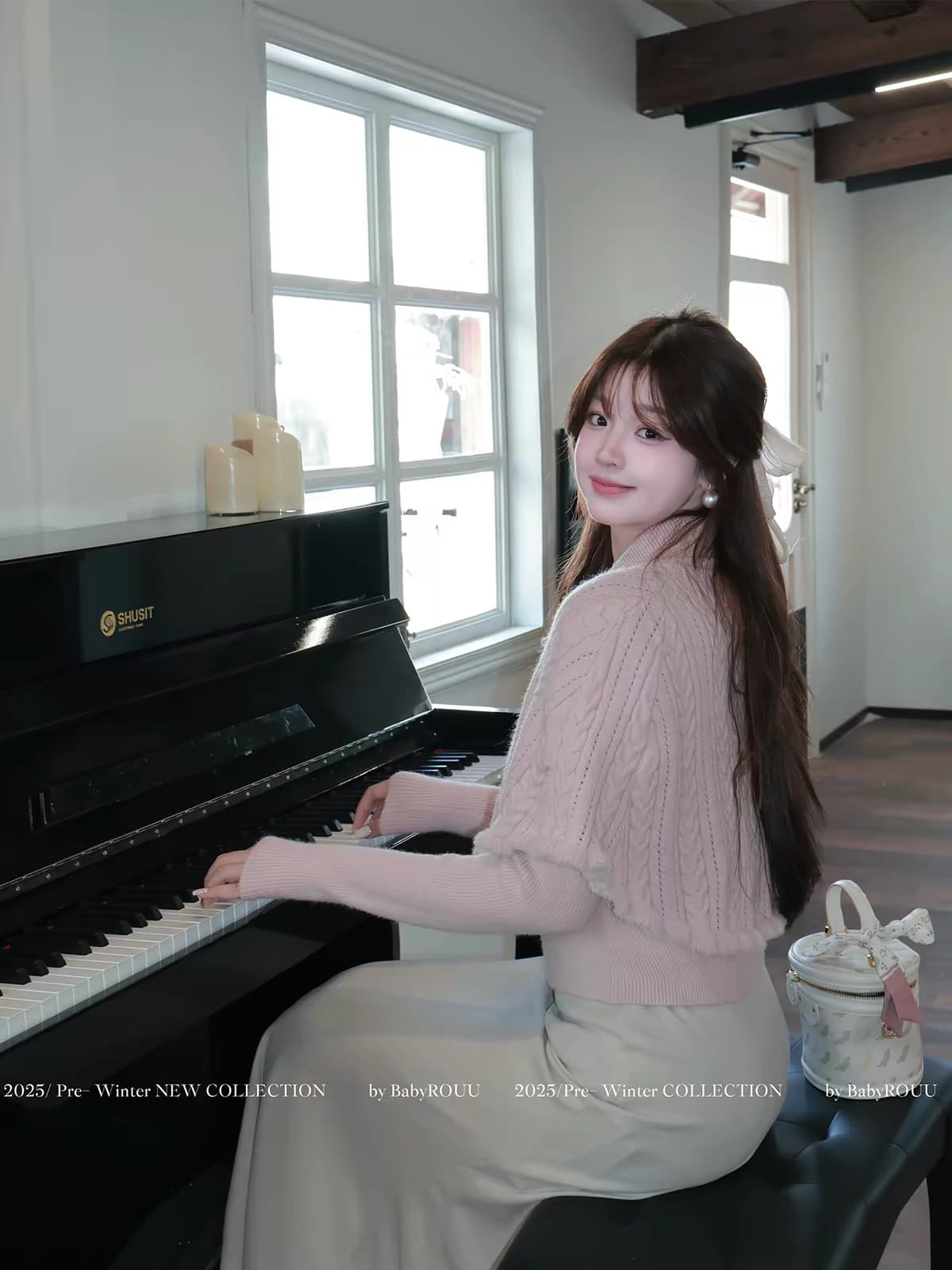 따뜻한 와 부드러운 리스 요새 천 골드 작은 샤넬 스타일 천 골드 망토 부드러운 디자인 마이크로 지방 품격 달콤함 긴팔 이미지 2