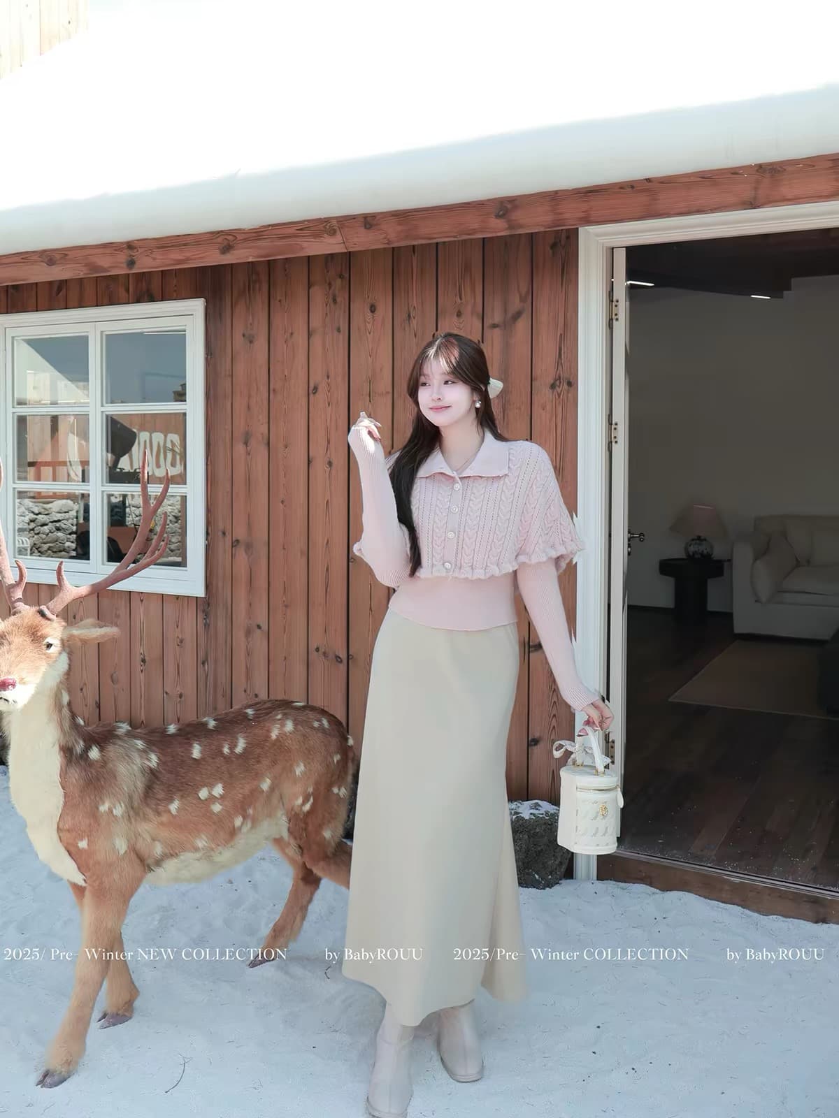 따뜻한 와 부드러운 리스 요새 천 골드 작은 샤넬 스타일 천 골드 망토 부드러운 디자인 마이크로 지방 품격 달콤함 긴팔 상세 이미지 8