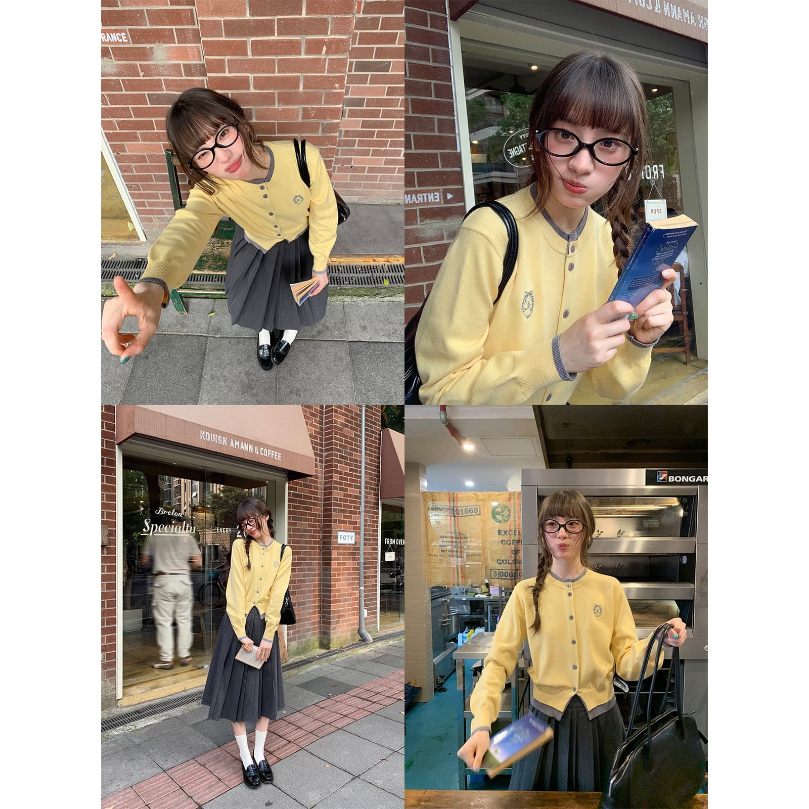 페이크 레이어드 배색 패치워크 니트 오픈 가디건 여성 가을 새로운 품격 슬림해 보이는 캐주얼 맨위 얇은 이미지 4
