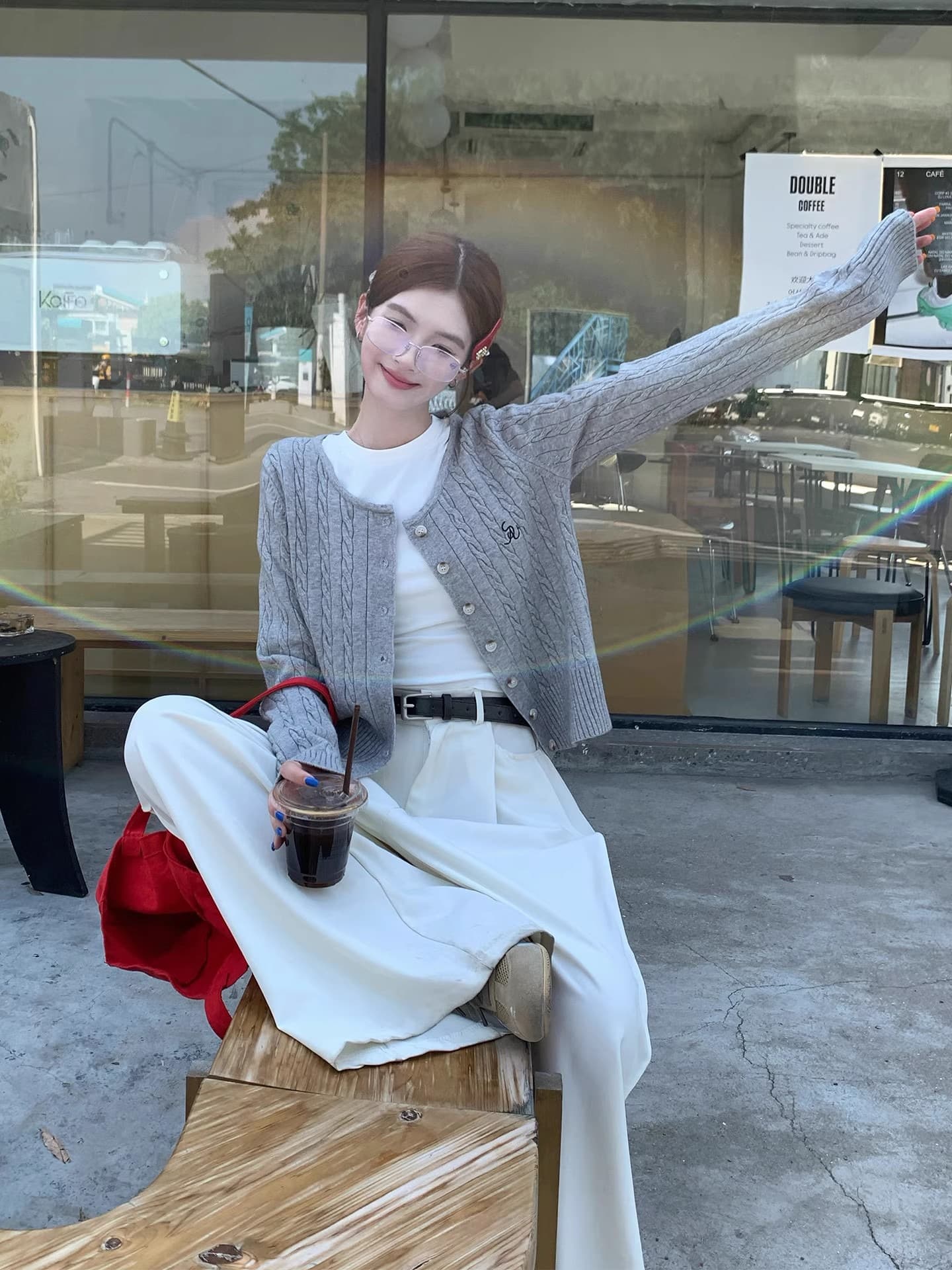 한국 스타일 오픈 가디건 루즈핏 느긋한 바람 라운드 넥 스웨터 여자 디자인 센스 작은 대중 니트 스웨터 맨위 이미지 3