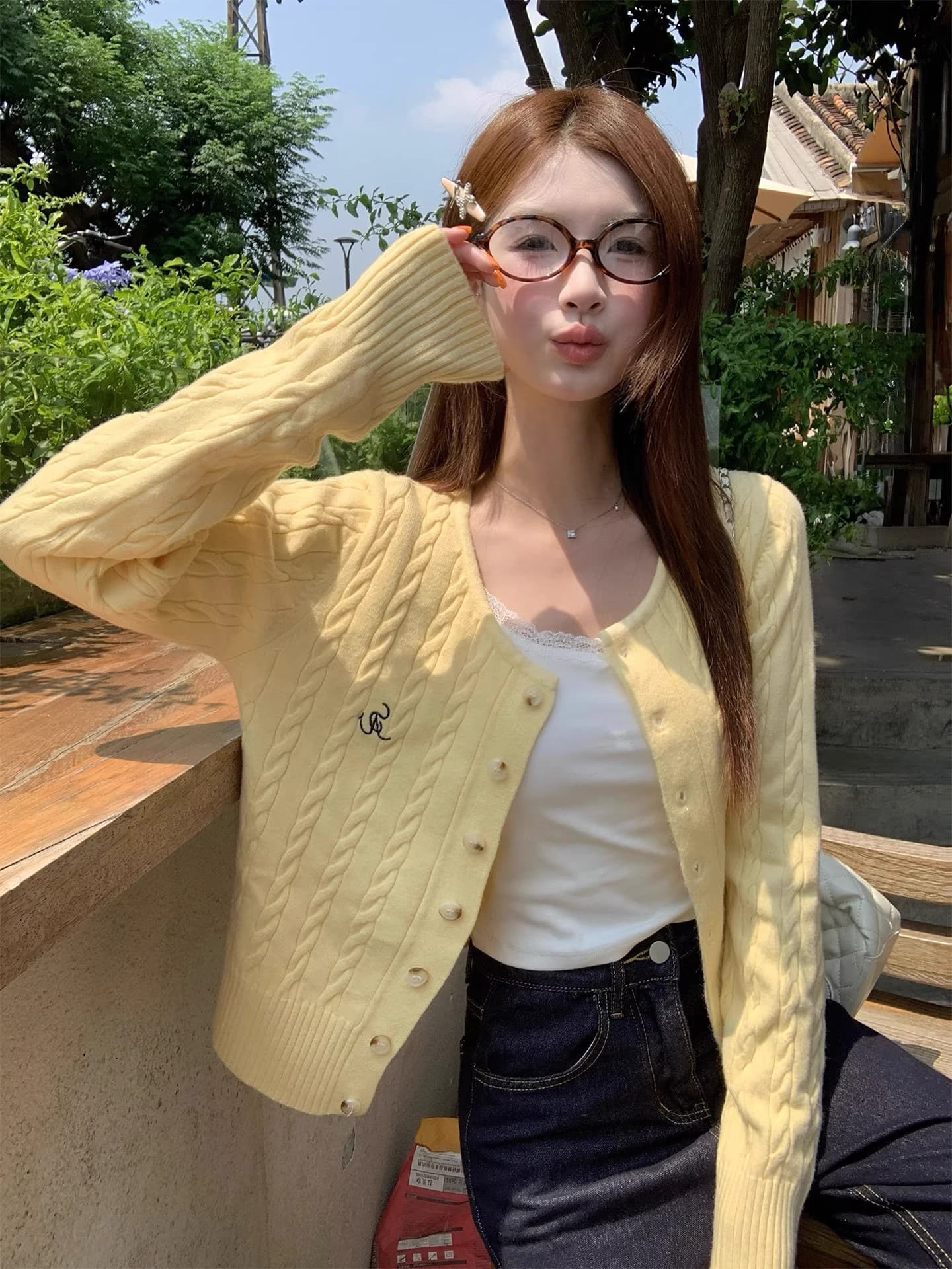 한국 스타일 오픈 가디건 루즈핏 느긋한 바람 라운드 넥 스웨터 여자 디자인 센스 작은 대중 니트 스웨터 맨위