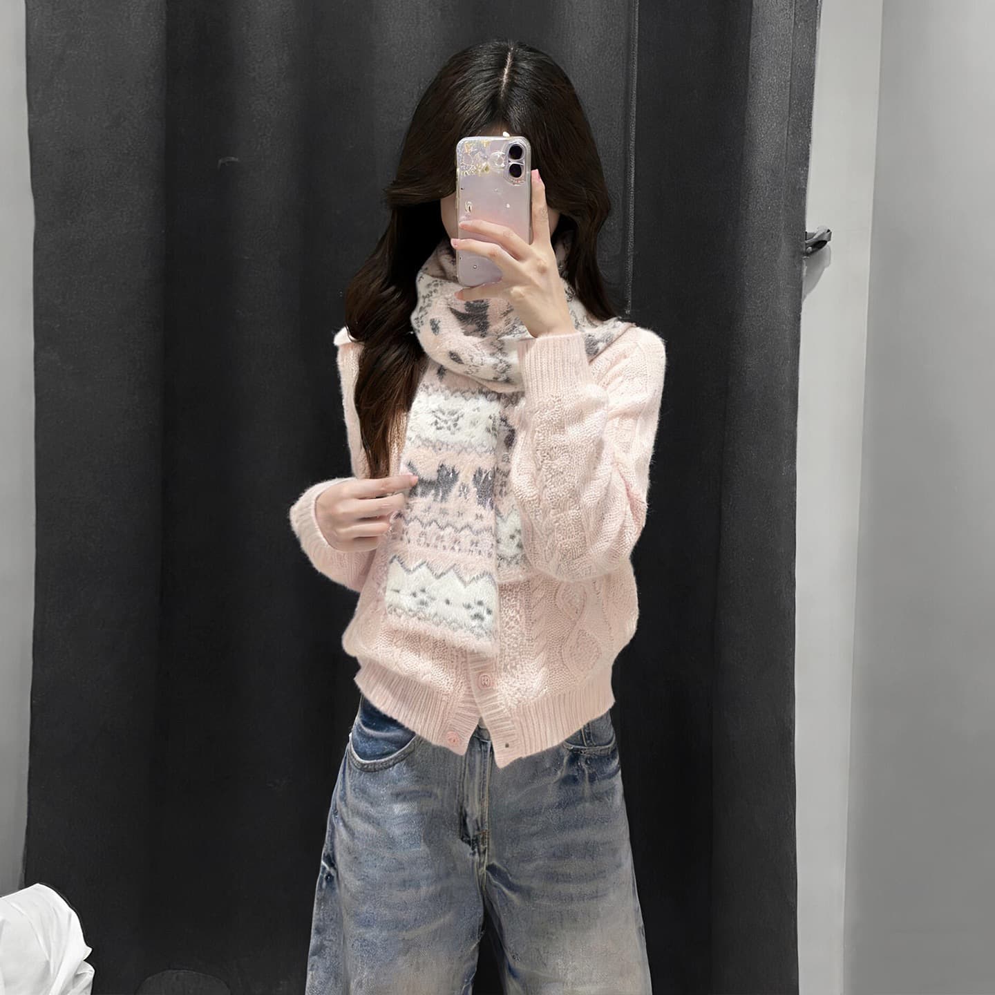 달콤함 핑크색 폴로 칼라 스웨터 여성 코트 가을 겨울철 2026 새로운 고유 한 아름다운 홀로우 아웃 니트 오픈 가디건 맨위 이미지 2