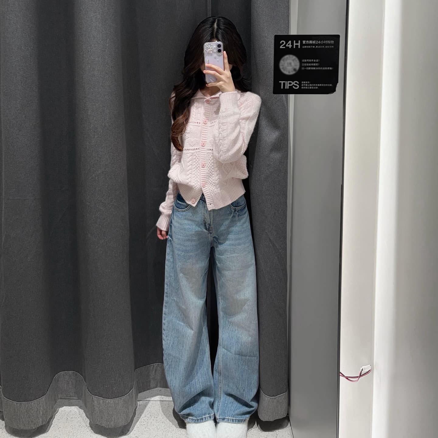 달콤함 핑크색 폴로 칼라 스웨터 여성 코트 가을 겨울철 2026 새로운 고유 한 아름다운 홀로우 아웃 니트 오픈 가디건 맨위 상세 이미지 4