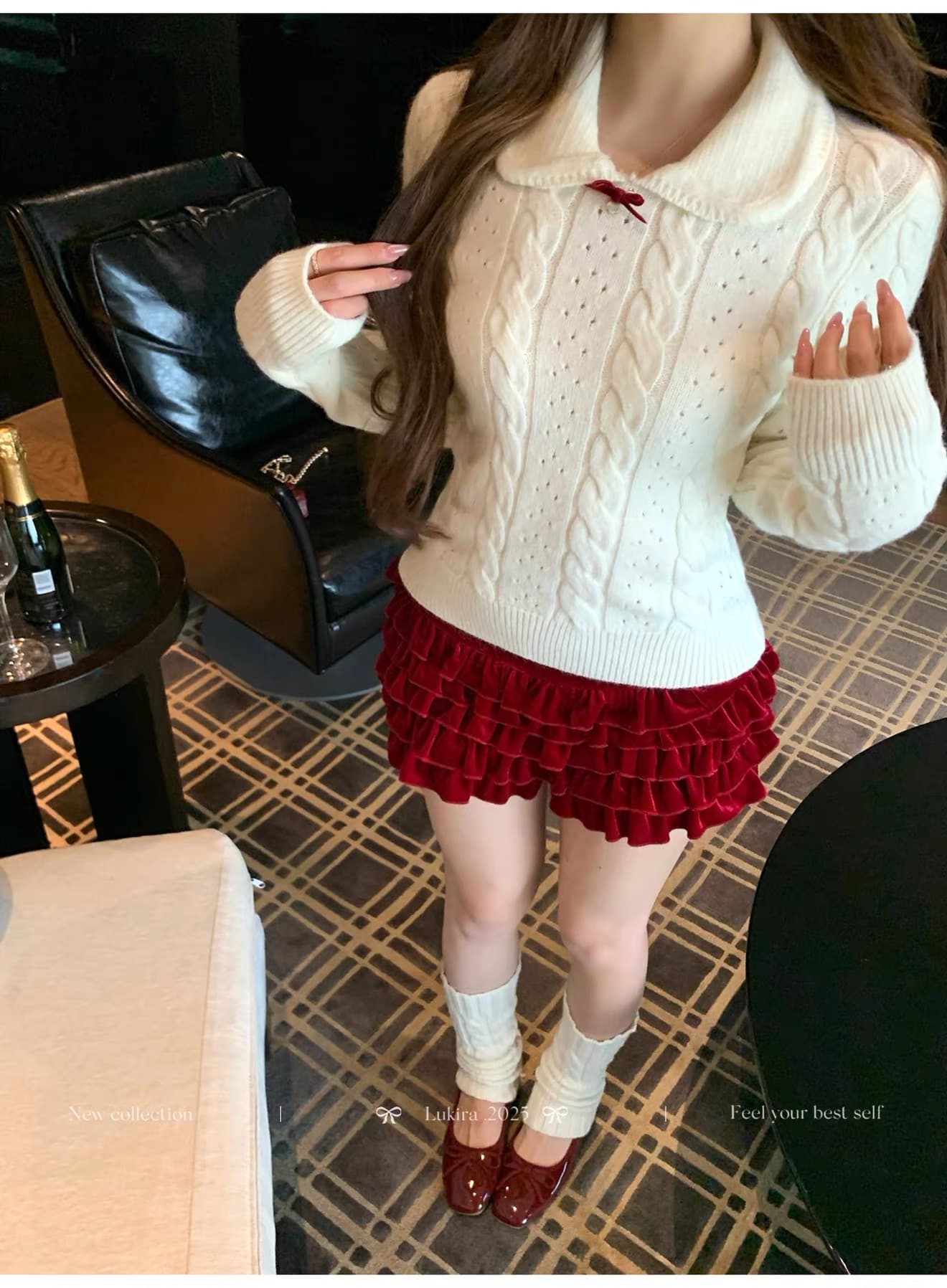 겨울 일본인과 미국인 나이 핑크색 베이비 칼라 꽈배기 스웨터 니트 스웨터 여성 가을 겨울 인사이드 가져 가라. 몸매 가꾸기 맨위 이미지 4