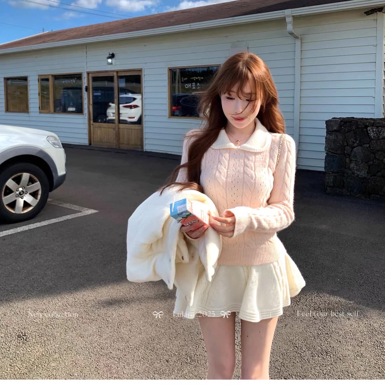 겨울 일본인과 미국인 나이 핑크색 베이비 칼라 꽈배기 스웨터 니트 스웨터 여성 가을 겨울 인사이드 가져 가라. 몸매 가꾸기 맨위