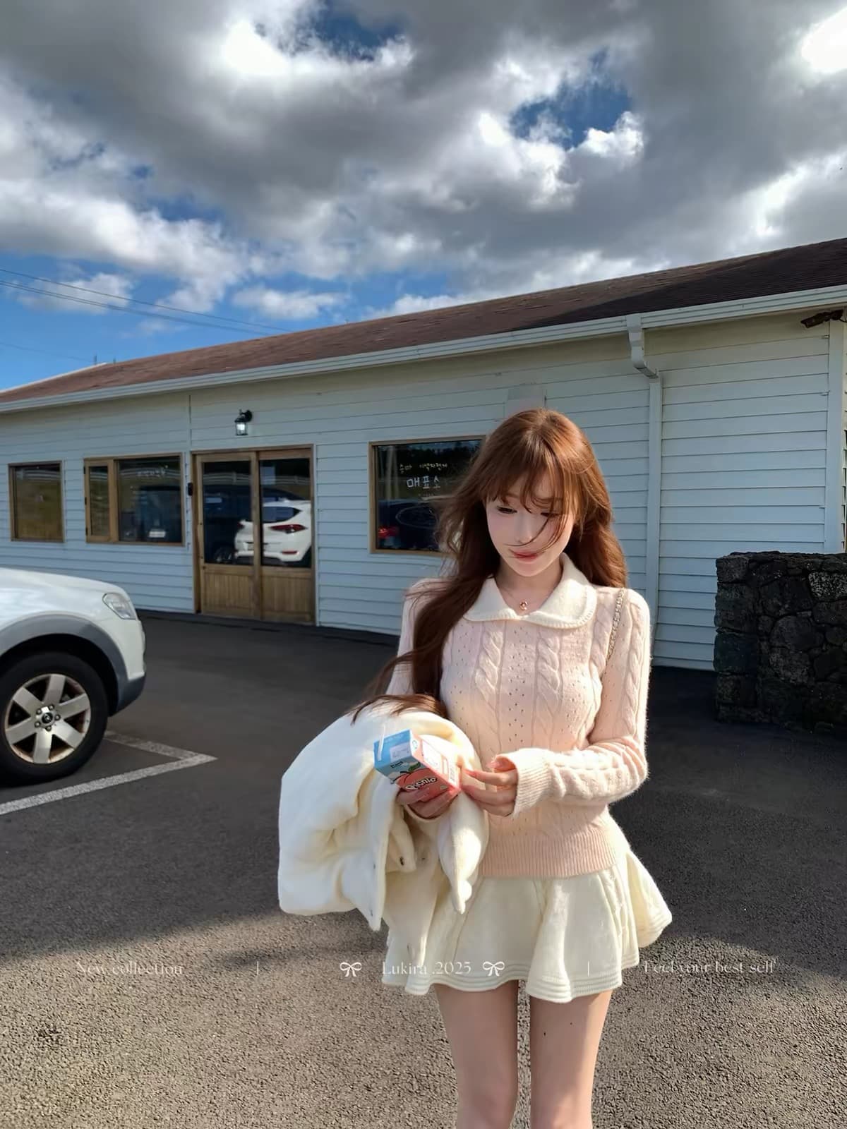 겨울 일본인과 미국인 나이 핑크색 베이비 칼라 꽈배기 스웨터 니트 스웨터 여성 가을 겨울 인사이드 가져 가라. 몸매 가꾸기 맨위 상세 이미지 1