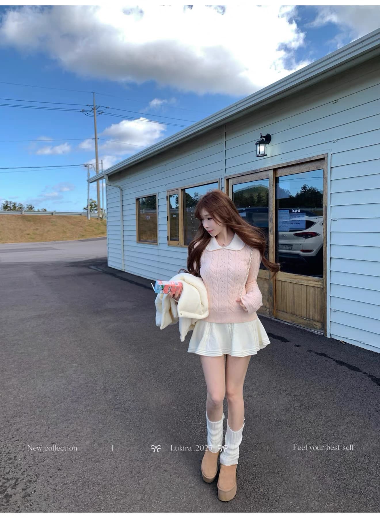 겨울 일본인과 미국인 나이 핑크색 베이비 칼라 꽈배기 스웨터 니트 스웨터 여성 가을 겨울 인사이드 가져 가라. 몸매 가꾸기 맨위 상세 이미지 3