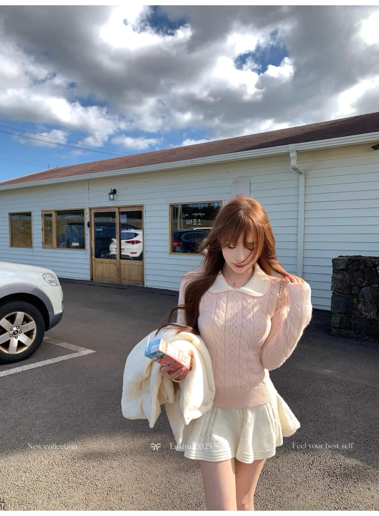 겨울 일본인과 미국인 나이 핑크색 베이비 칼라 꽈배기 스웨터 니트 스웨터 여성 가을 겨울 인사이드 가져 가라. 몸매 가꾸기 맨위 상세 이미지 4