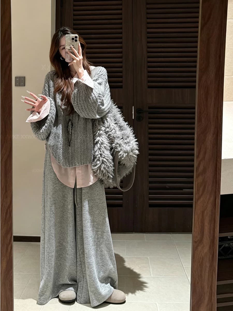 한국 동대문 이른 가을 새로운 느긋한 센스 일상 품격 캐주얼 바람 루즈핏 패션 디자인 센스 니트 스웨터 상세 이미지 4