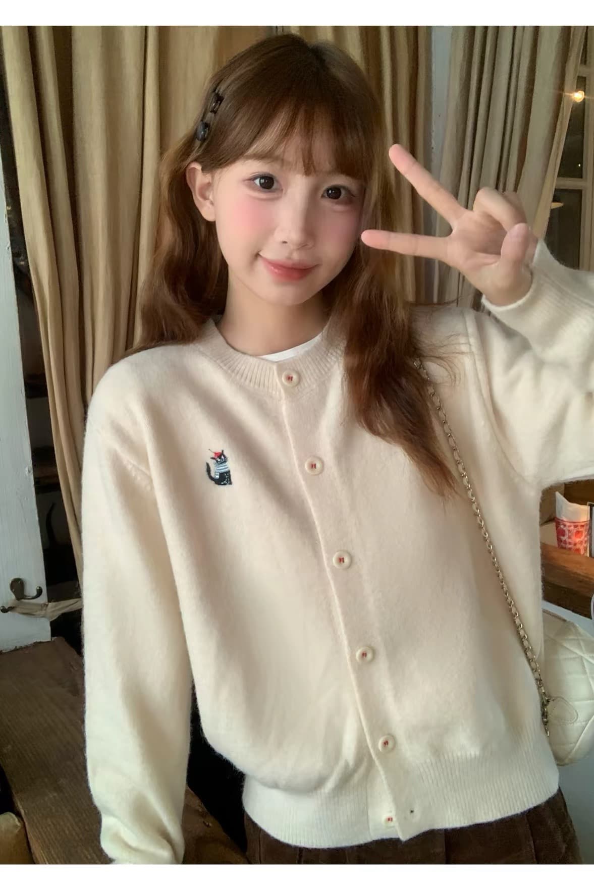 파란색 스웨터 오픈 가디건 여성 코트 외출용 2026 새로운 봄 가을 한 부서 착용 가져 가라. 니트 만나는 맨위 이미지 6