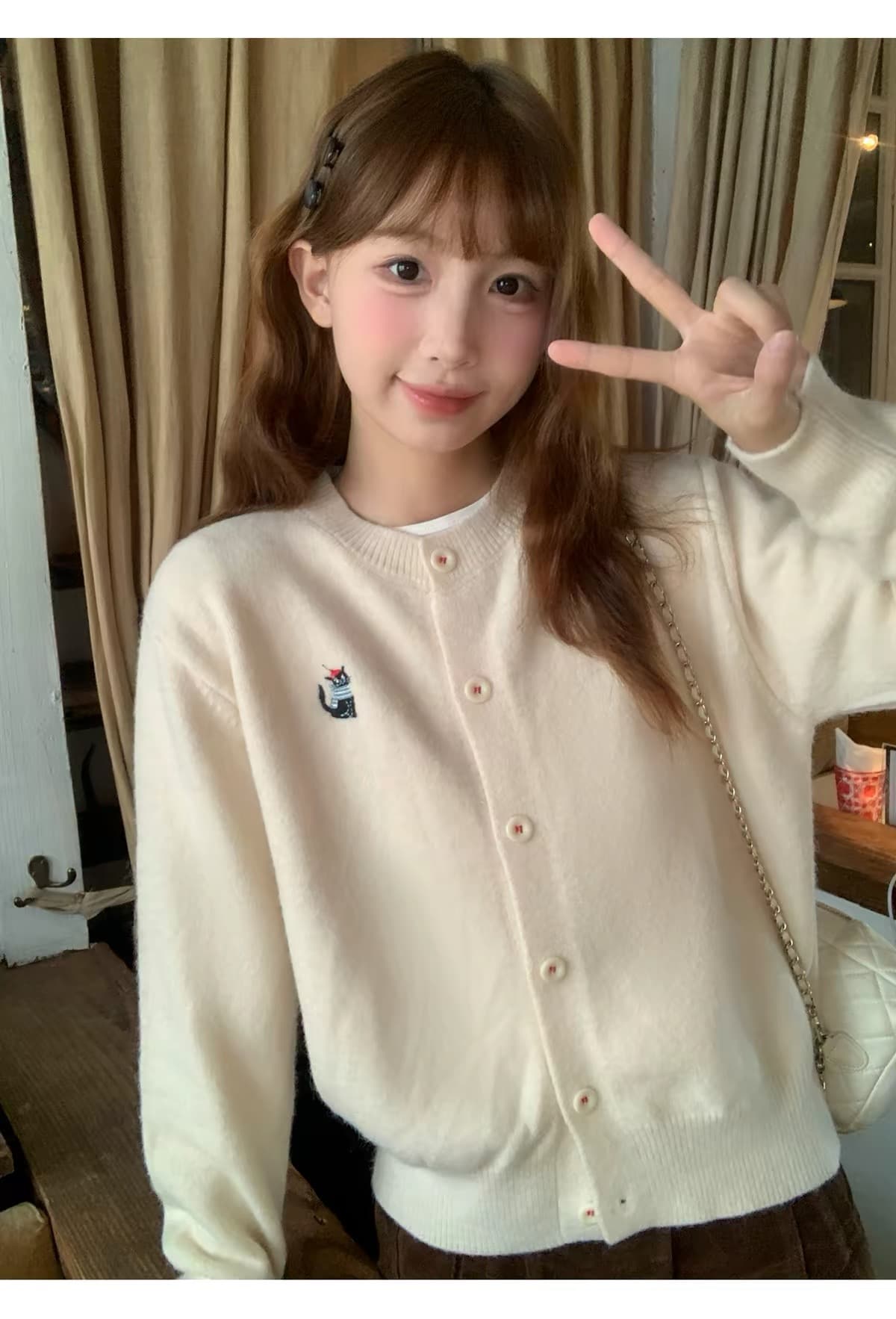 파란색 스웨터 오픈 가디건 여성 코트 외출용 2026 새로운 봄 가을 한 부서 착용 가져 가라. 니트 만나는 맨위 상세 이미지 13