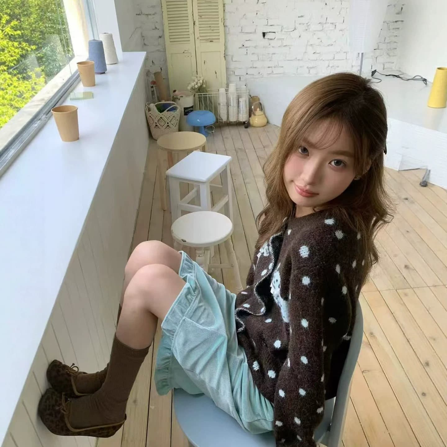 한 부서 도트 무늬 레트로 어린 양 스웨터 여자 오픈 가디건 가을 겨울 새로운 루즈핏 니트 스웨터 재킷 느긋한 바람 맨위 트렌디 상세 이미지 2