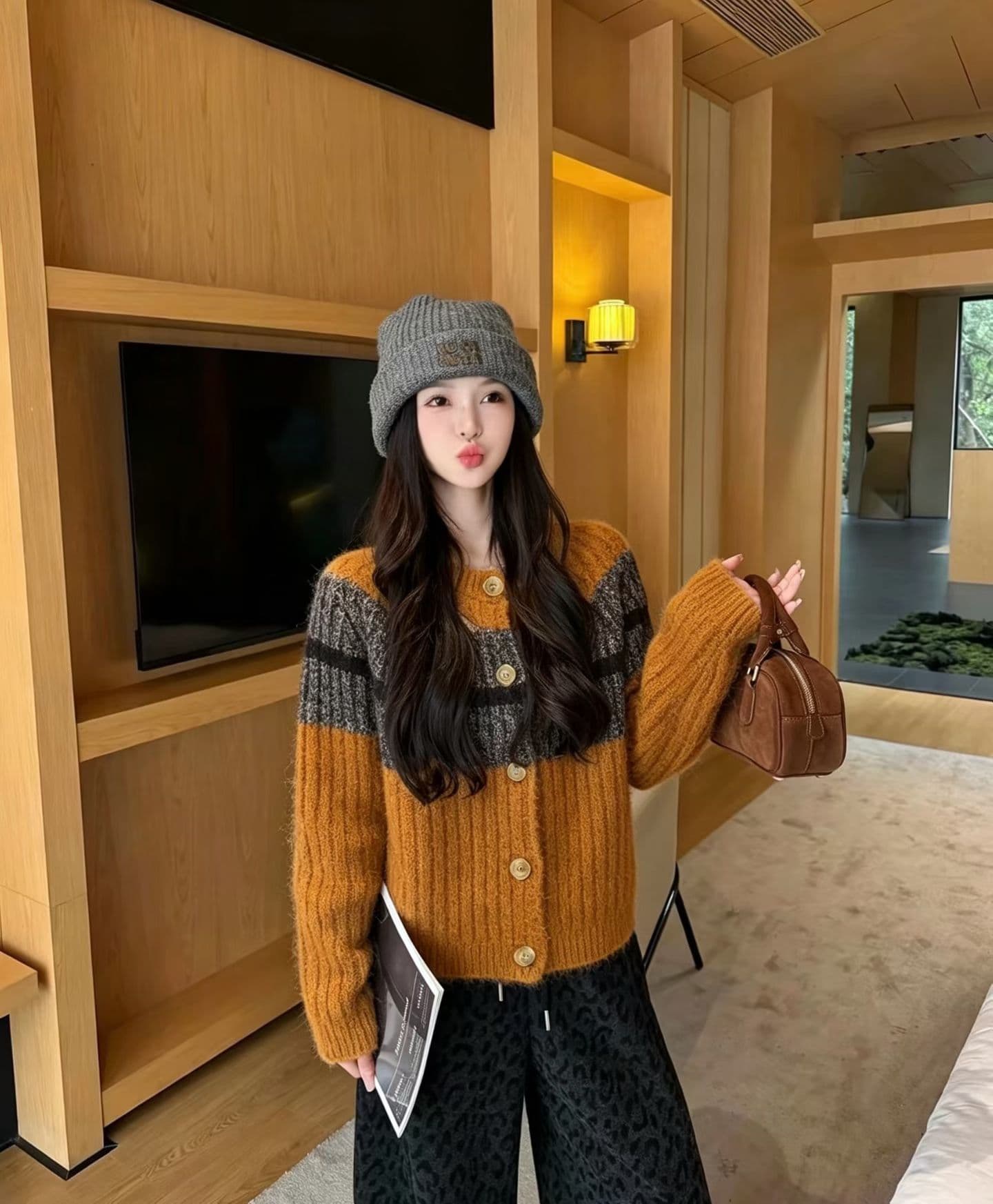 가을 겨울 한국 니트 오픈 가디건 슈퍼 두꺼운 양 낙타 털 니트 오픈 가디건 여성 인사이드 가져 가라. 스웨터 코트 겨울 맨위 이미지 2