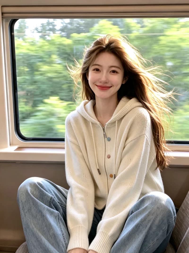 보존 섹션 추천 색상 버클 더블 지퍼 후드 긴팔 니트 오픈 가디건 여성 가을과 겨울 다용도 스웨터 코트 이미지 2