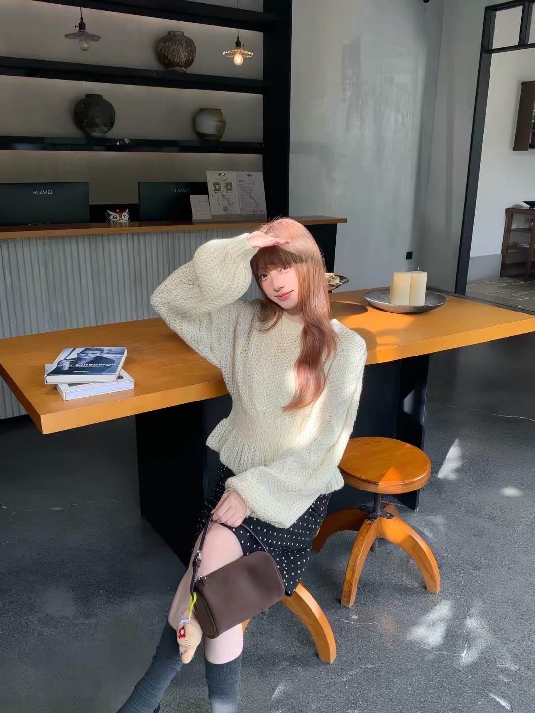 한 부서 디자인 센스 허리 수축 슬림해 보이는 벌룬 소매 스웨터 ins 다용도 상세 이미지 3