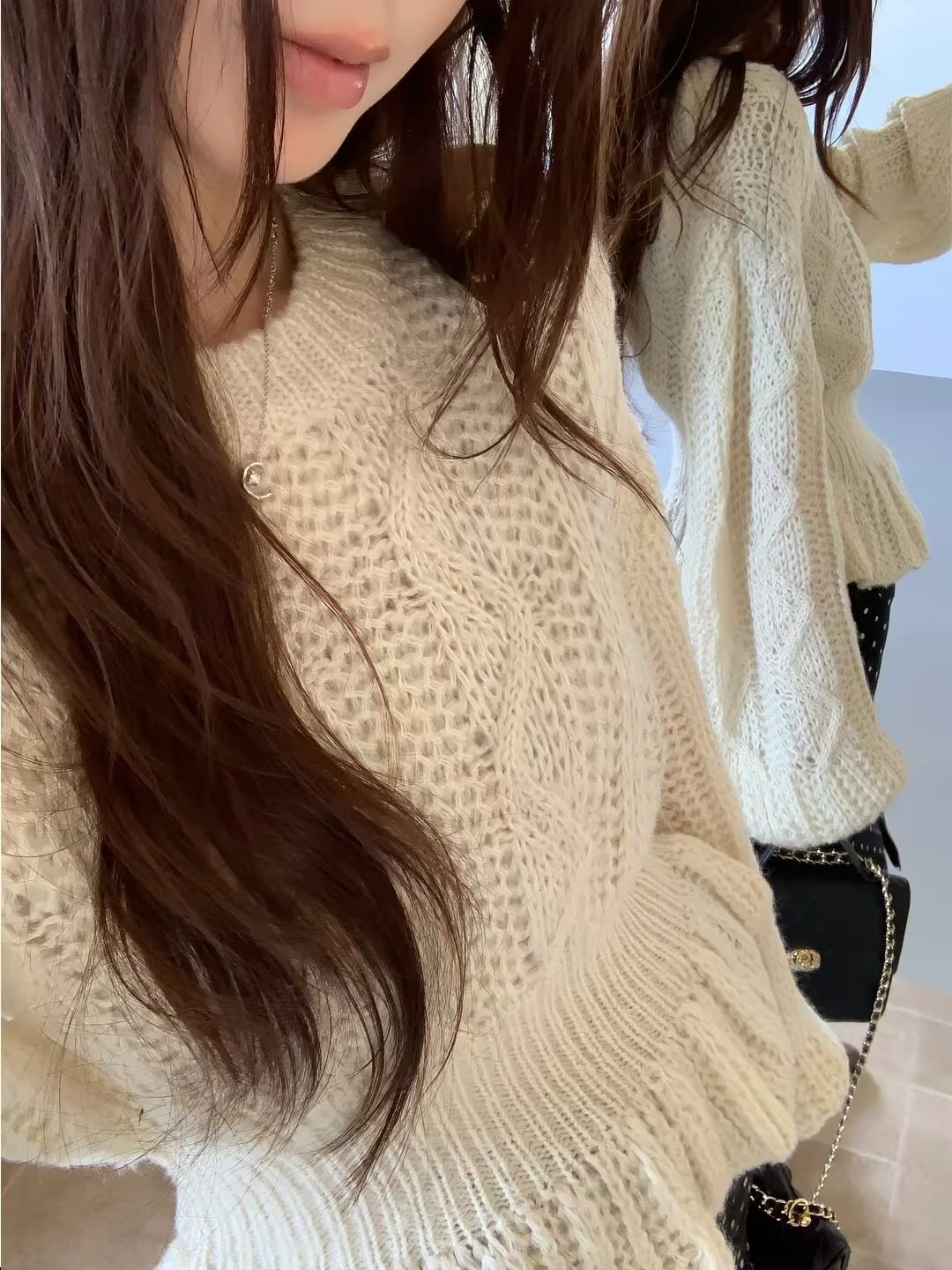 한 부서 디자인 센스 허리 수축 슬림해 보이는 벌룬 소매 스웨터 ins 다용도 상세 이미지 6