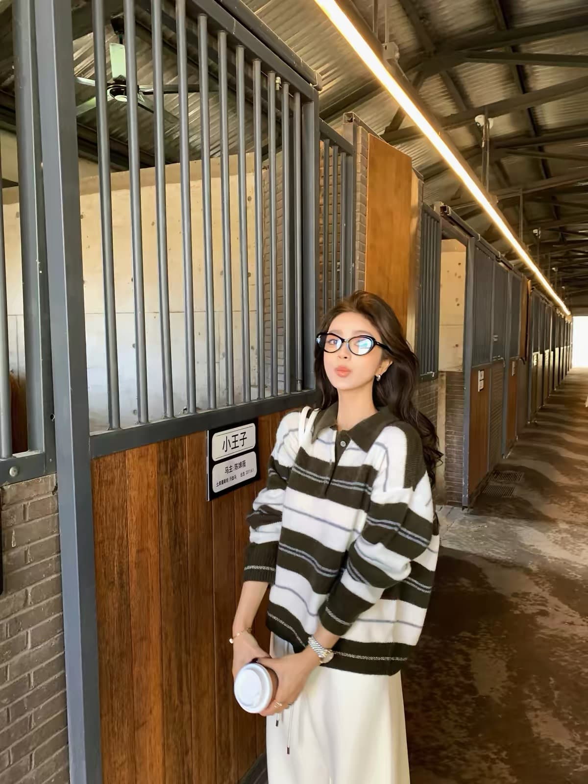 오래된 돈 모델 학생 높음 지혜 센스 스트라이프 polo 풀오버 연령 감소 다용도 맨위 여성 겨울 상세 이미지 3