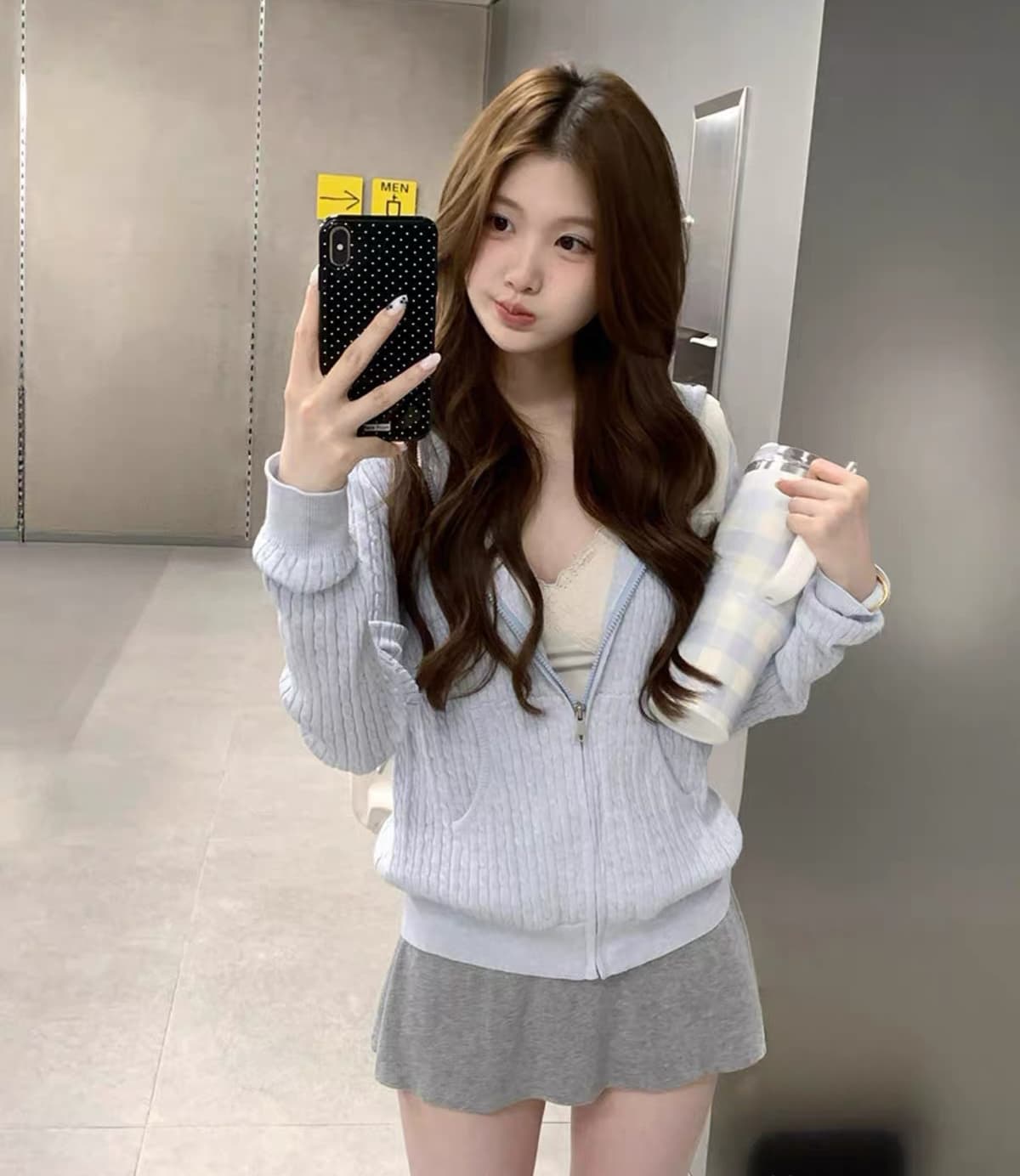 후드 꽈배기 모직물 오픈 가디건 여성 조기 가을 루즈핏 지퍼 스웨터 코트 이미지 2