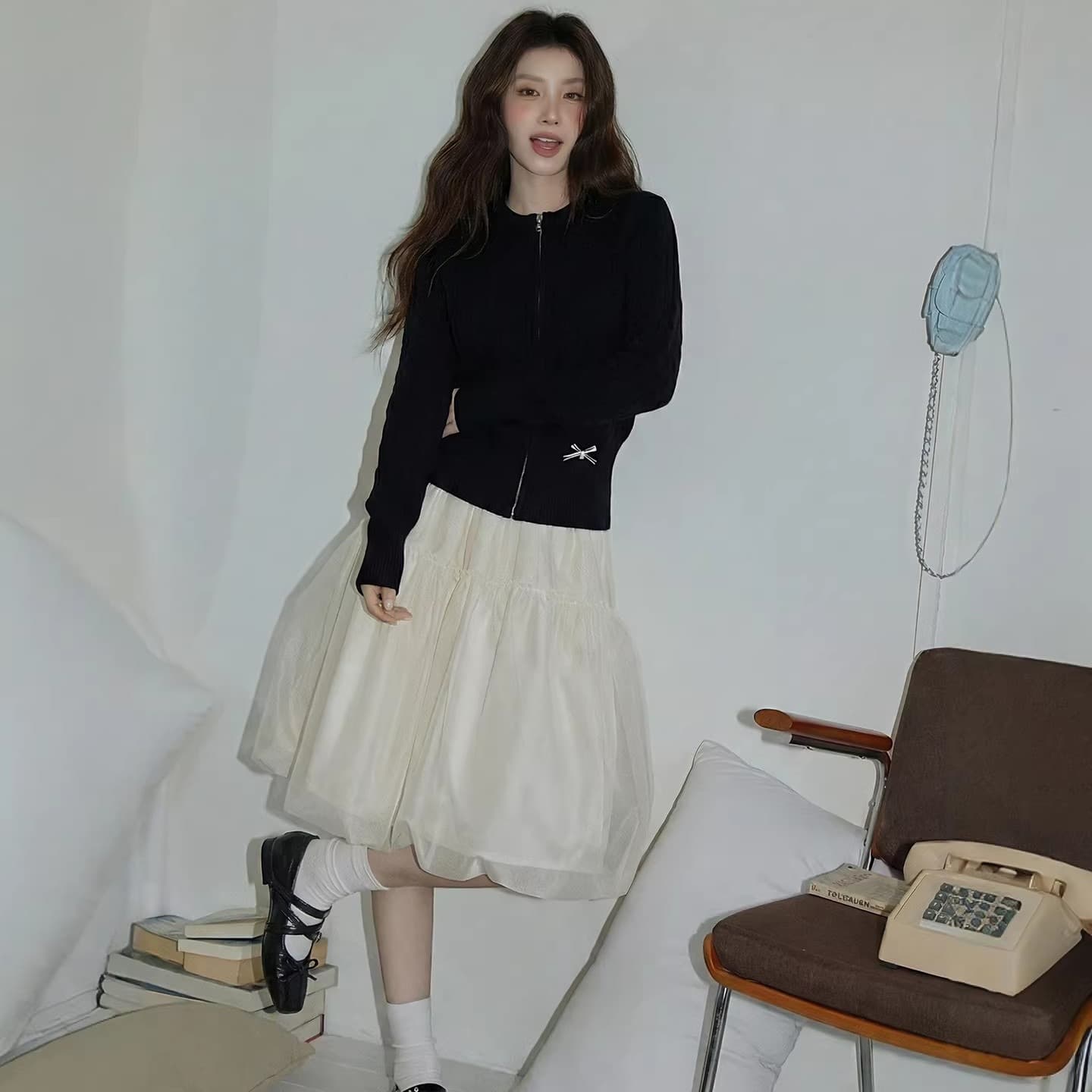 시끄러운 홈 한 부서 핑크색 라운드 넥 꽈배기 니트 오픈 가디건 여성 가을 캐주얼 몸매 가꾸기 에어컨 객실 지퍼 재킷 이미지 2