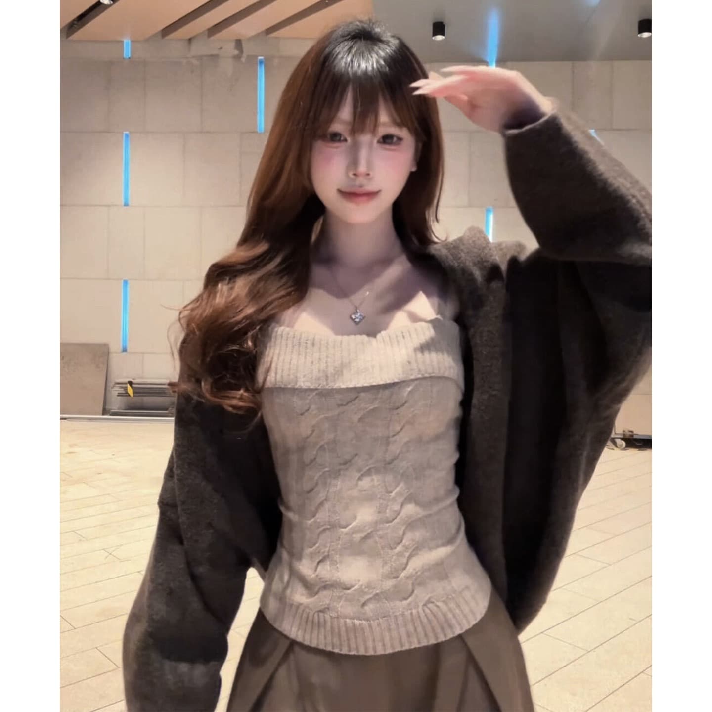 느긋한 고급 센스 스웨터 세트 여성 2026 새로운 한 부서 서리가 내린 투피스 세트 니트 스웨터 맨위 이미지 5