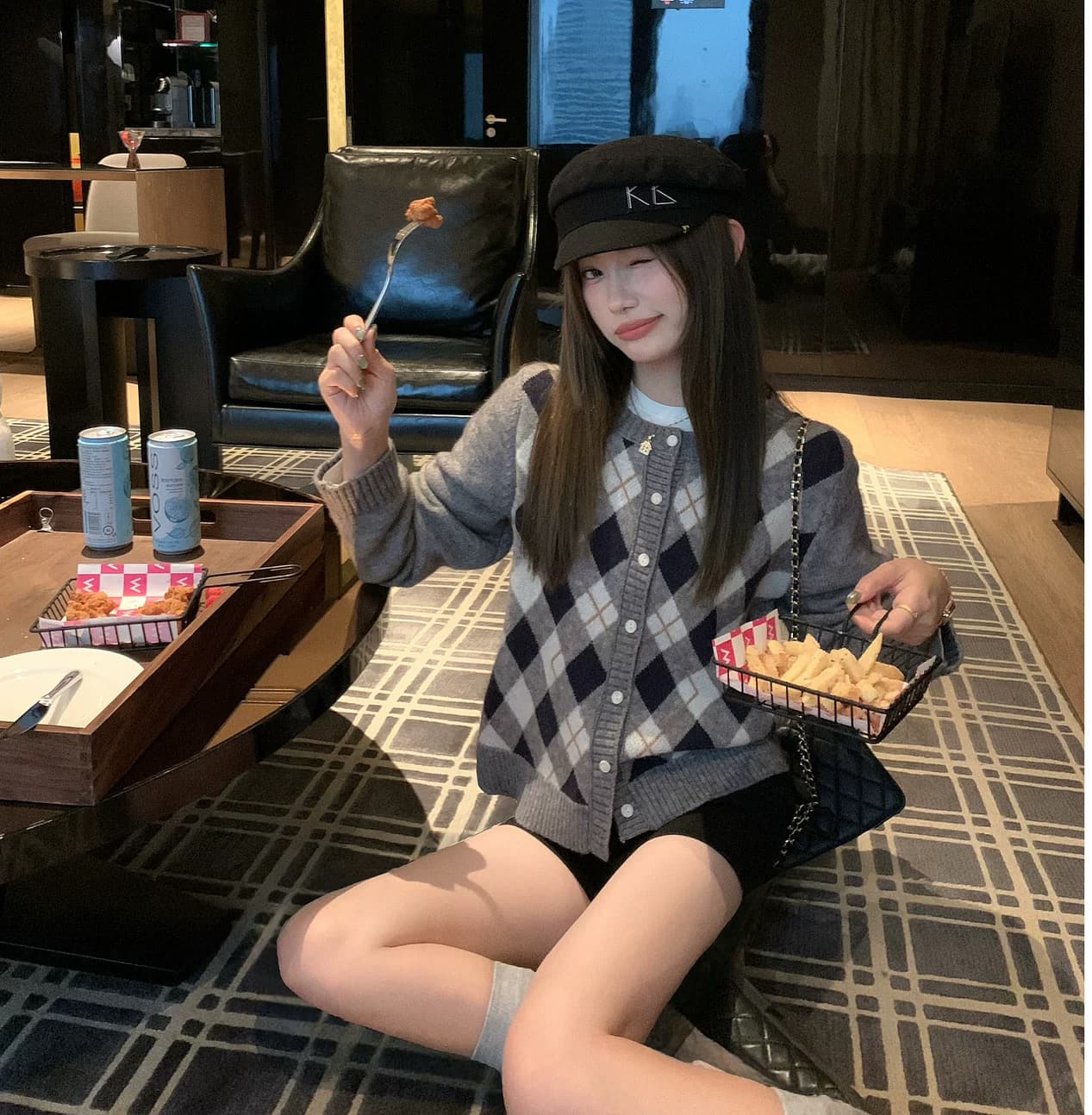 한 부서 링 그리드 니트 오픈 가디건 여성 가을 라운드 넥 스웨터 코트 레트로 학원 슬림해 보이는 외출용 맨위 상세 이미지 10