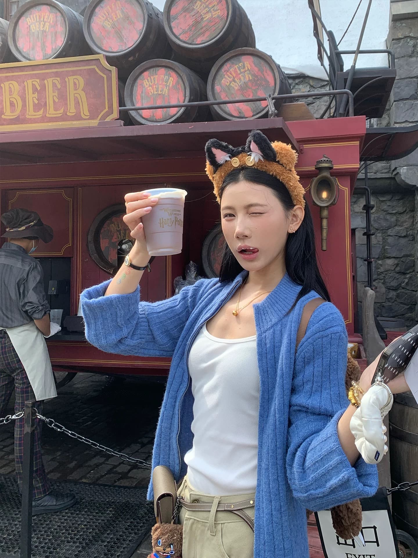 파란색 스웨터 오픈 가디건 여성 코트 이른 가을 한 부서 착용 가져 가라. 더블 지퍼 긴팔 맨위 니트 스웨터 상세 이미지 8