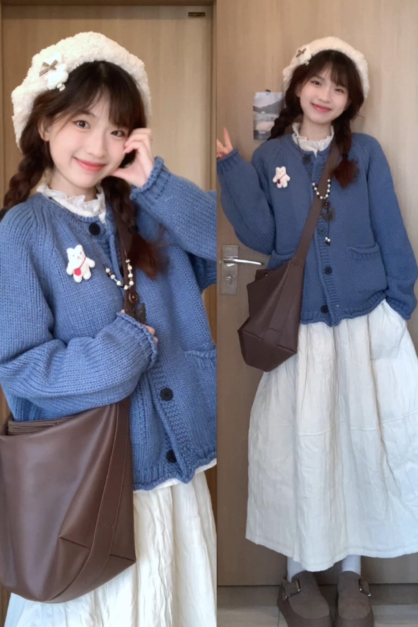 한 부서 레트로 고급 센스 두꺼운 로드 바늘 미니멀리즘 루즈핏 가을 겨울 부드러운 찹쌀 두꺼운 니트 스웨터 여성 스웨터 카디건 코트 이미지 3