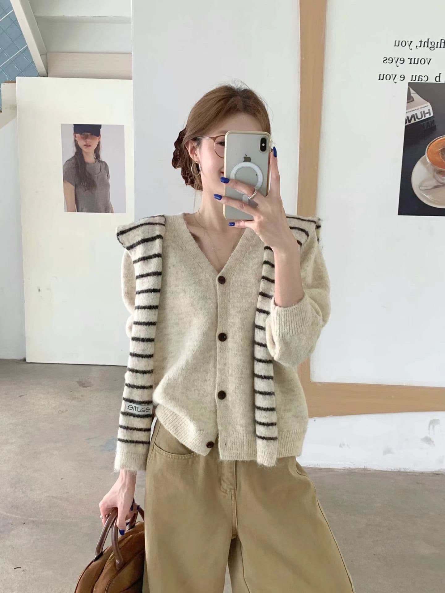 한 부서 V넥 두꺼운 스웨터 오픈 가디건 여성 코트 벨트 숄 가을 겨울 새로운 느긋한 바람 루즈핏 니트