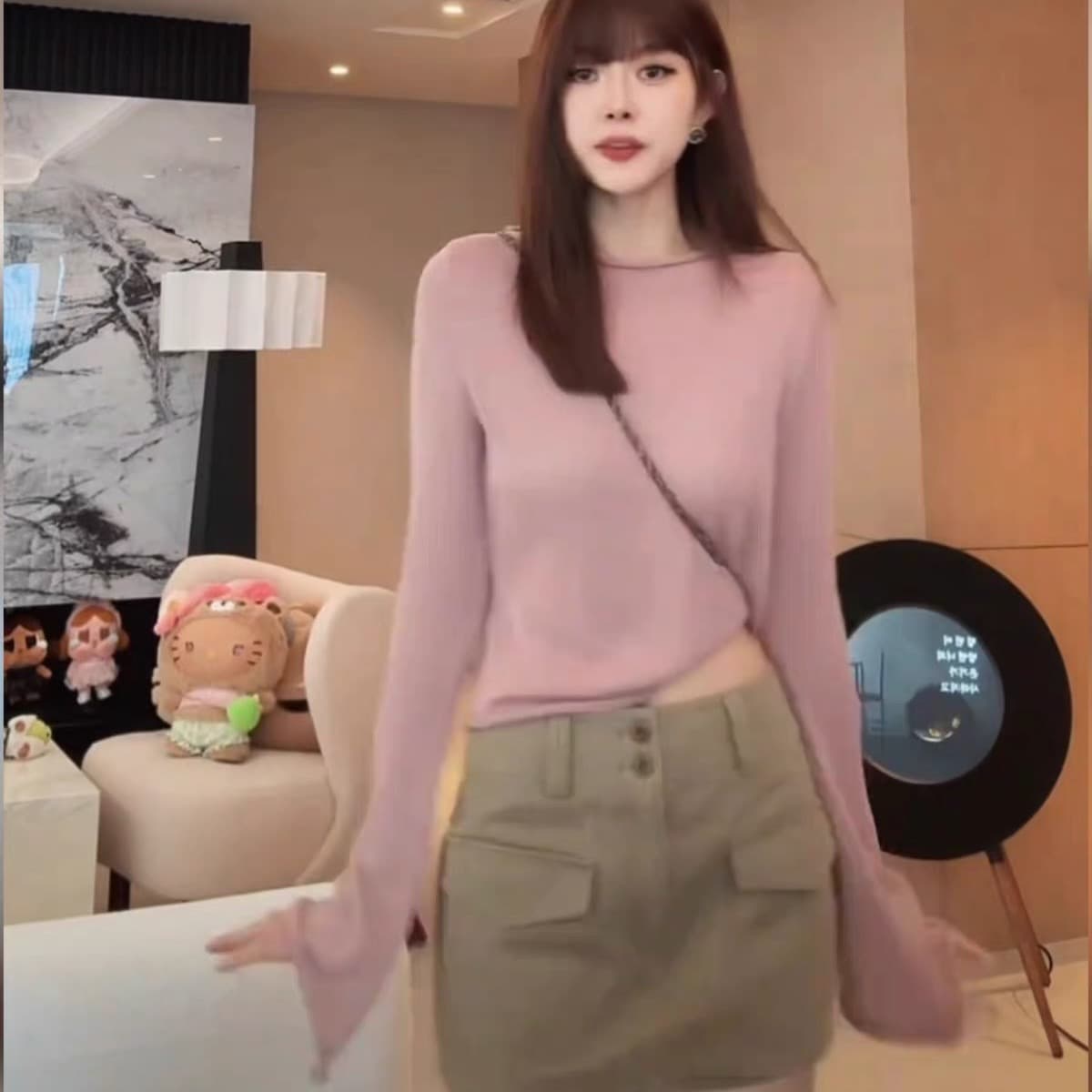 게으른 빛 산소 셔츠 색상 통제 ji 제인 지배 보트 칼라 부츠컷 긴팔 니트 스웨터 맨위 상세 이미지 7