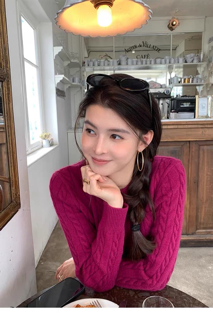 调性 꽈배기 세로 줄무늬 스웨터 오픈 가디건 여성 코트 몸매 가꾸기 라운드 넥 긴팔 니트 맨위 이미지 6