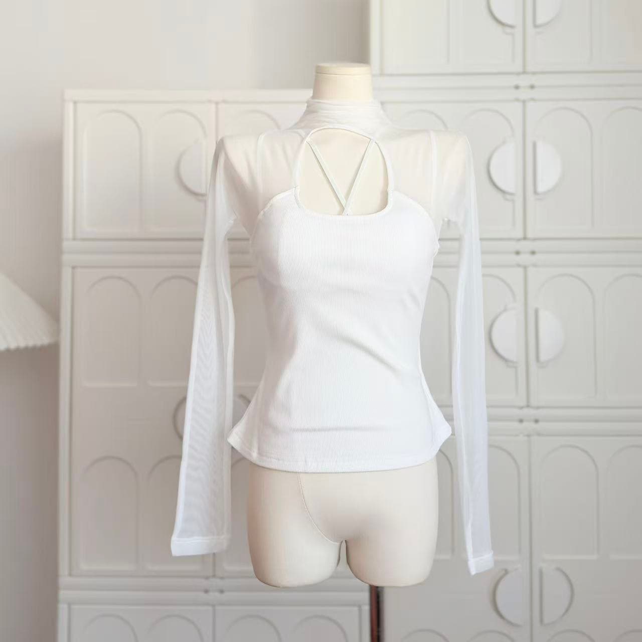 kikimy 마이크로 Stunner vintage 작은 대중 디자인 섹션 절단 남자 기타 절단 시스루 기본 셔츠 여성 인사이드 가져 가라. 상세 이미지 5
